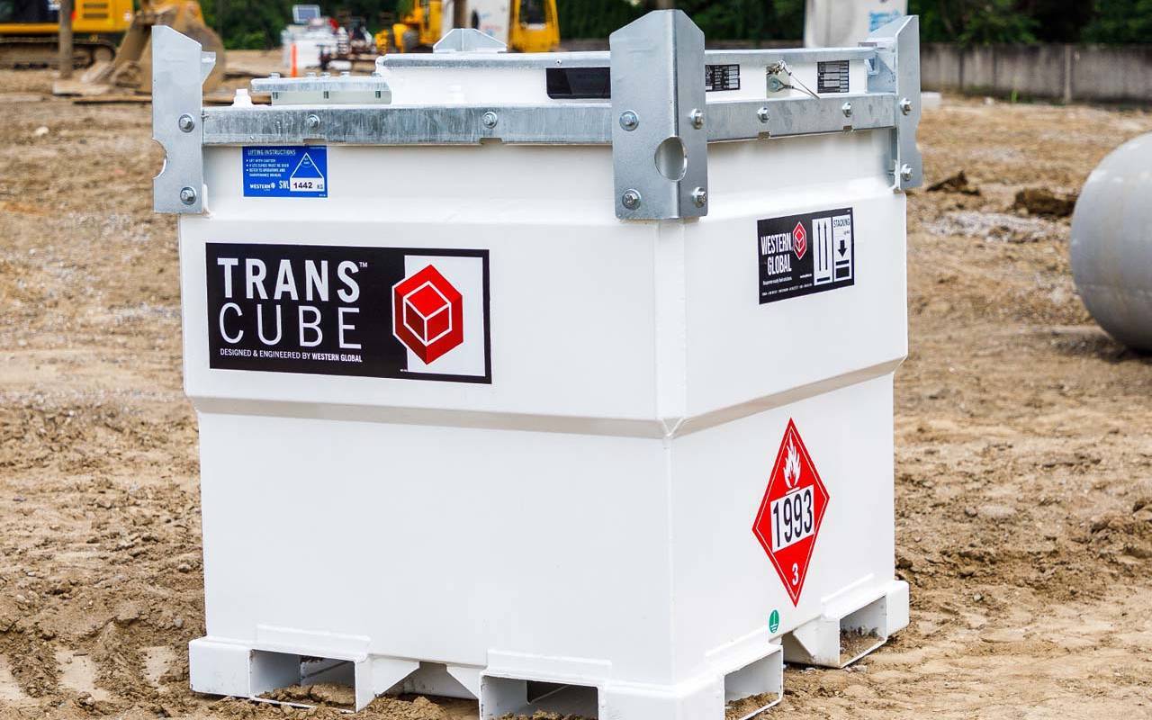 A fuel storage tank on site