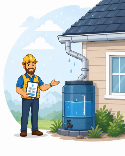 illustration showing rainwater collection system