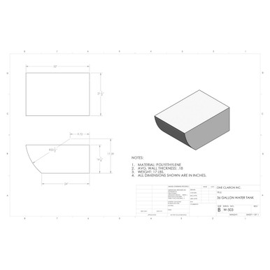 36 Gallon RV Water Tank W-503