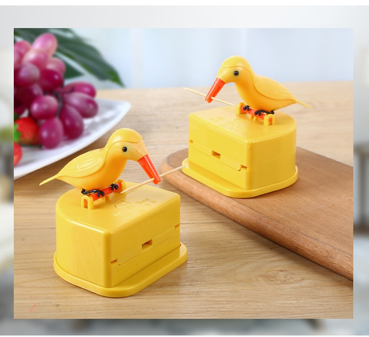 Boîte à Cure-dents Automatique En Forme D'oiseau - Doré - Design élégant - Couvercle Amovible - 8,9x7,6x7,1 Cm