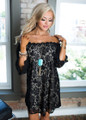 Be Seen Off the Shoulder Lace Dress Black CLEARANCE