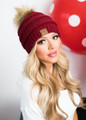 Fur Ball Beanie Burgundy