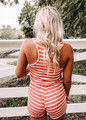 Something I Can Hold On To Striped Short Romper Coral CLEARANCE