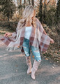 Back in the Swing Plaid Shawl Wrap Beige and Brown CLEARANCE