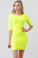 Fit for Spring 3/4 Sleeve Tunic/Dress Neon Lime CLEARANCE