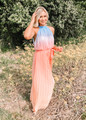 Can't Buy Me Love Ombre Pleated Maxi Dress Peach CLEARANCE