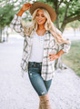 Effortless Vibes Classic Plaid Oversized Top Bone