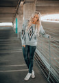 Aztec Pattern Pullover Sweater Grey CLEARANCE