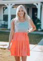 Striped Top Ruffle Tiered Tie Dress Coral CLEARANCE 
