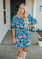 Flirty and Flattering Floral Ruffle Dress Navy CLEARANCE