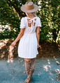 Loving The Details Cable Knit Puff Sleeve Dress Beige CLEARANCE
