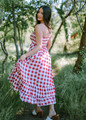 Smocked Tube Top Ruffle Checkered Picnic Dress Red/White