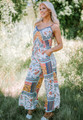 Mixed Floral Print Spaghetti Strap Tie Pocket Jumpsuit CLEARANCE