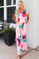 Bold and Bright Floral Pocket Maxi Peach CLEARANCE