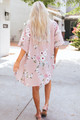 Floral Print Kimono Cover Up Cardigan Rose CLEARANCE