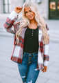 Cozy Weather Plaid Checkered Flannel Shacket Burgundy