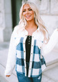 Soft Feels Gingham Checkered Button Up Shacket Blue