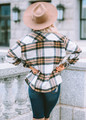 Long Sleeve Wool Blend Plaid Button Up Jacket