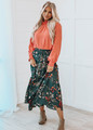 Beautiful Tiered Floral Maxi Skirt Teal