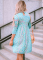 Floral Fit and Flare Pockets Midi Dress Mint