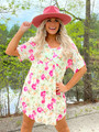 Fun in Floral Print Flowy Dress Ivory