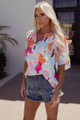 Abstract Pattern V Neck Blouse Multi