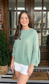 Knitted Loose Sweater Sage/Ivory