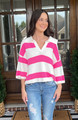 Stripped Knit Collard Sweater Pink/Ivory