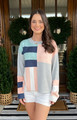 Mixed Stripe Color Block Sweater Peach