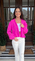 Ruffle Hem Sweater Cardigan Pink