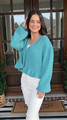 Ruffle Hem Sweater Cardigan Teal