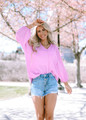 Ruffled Puff Sleeved Blouse Bubble Pink