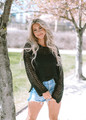 Oversized Crochet Pullover Black