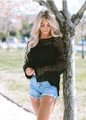 Oversized Crochet Pullover Black