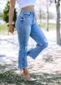 Risen High Rise Crop Flare Jeans Light