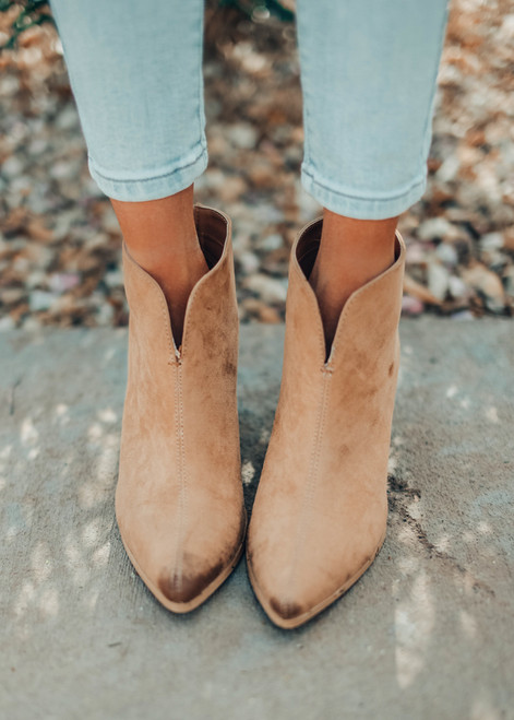 Faux Leather Chic Statement Booties Butterscotch