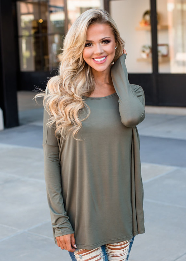 Piko Love Bamboo Dolman Top Olive CLEARANCE