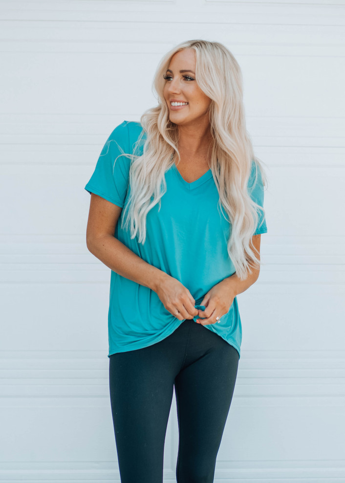 Butter Soft Fabric Basic Tunic Tee Lt Teal CLEARANCE