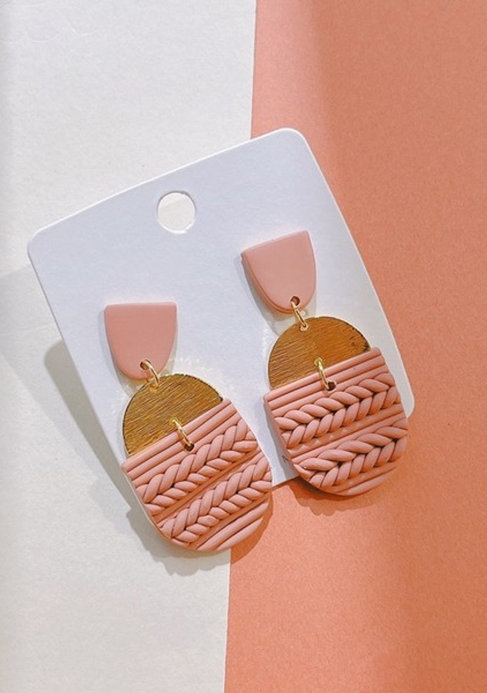 Trendy Clay Earrings Gold/Pink