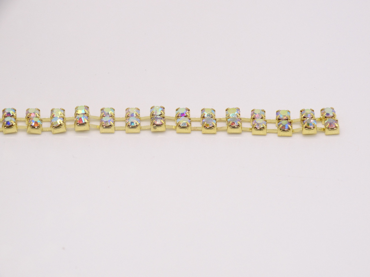 Rhinestone Trim - Gold Double Diamond Trim - Per Yard - Shi'dor