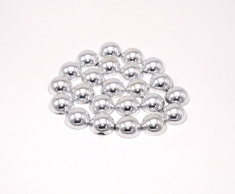 100 Pieces - 14 mm Round Metallic Flatback Pearls - Silver