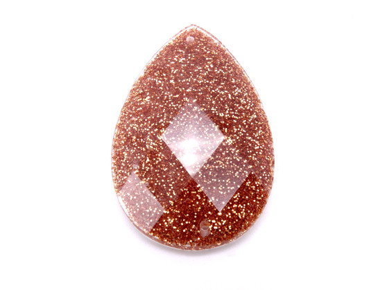 20 Pieces - 24 x 40 mm Teardrop Stone - Glitter DK Gold