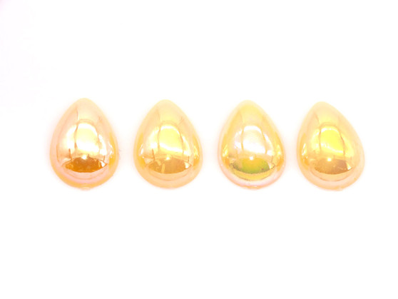 50 Pieces - 13 x 18 mm Teardrop Pearl Stone - Orange/Gold AB