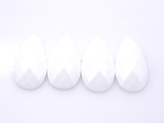 50 Pieces - 16 x 30 mm Teardrop Stone - White