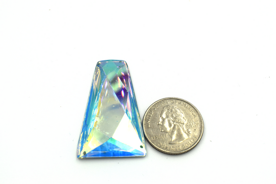 20 Pieces - 25x43 mm Trapezoid Stone - Light Blue AB