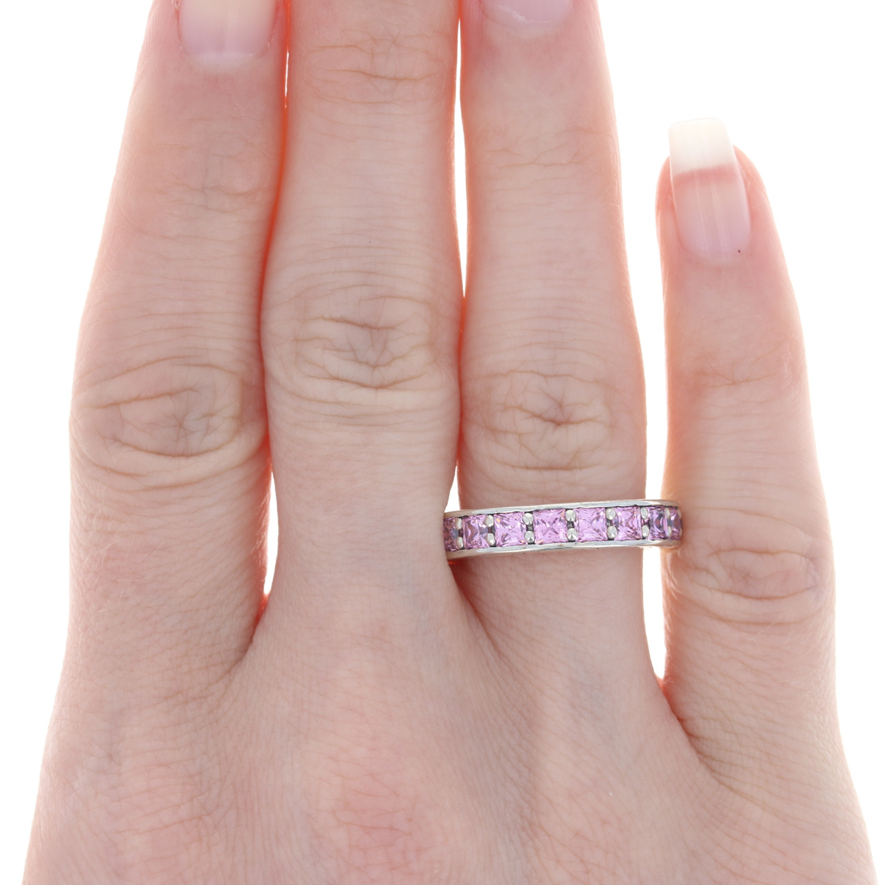 Pandora Ring 190894PCZ Sterling Silver CZ Infinity Pink Band Eternity 54  6.75