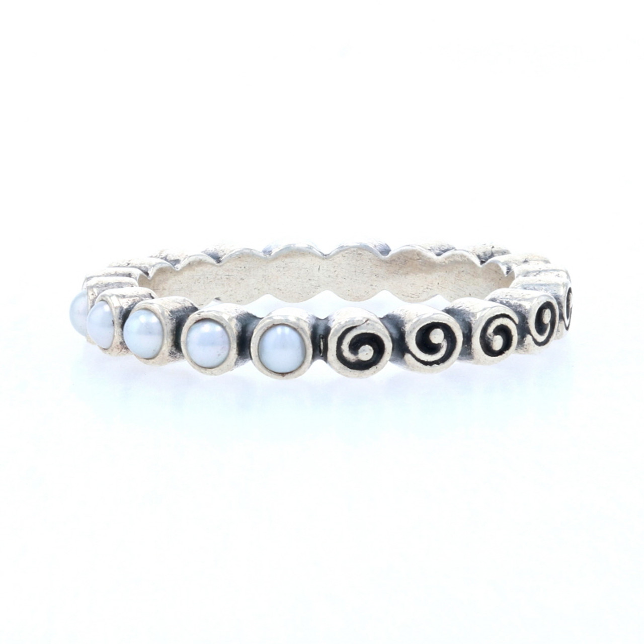 NEW Pandora Pearl Ring -Sterling Silver Band SZ 6.75 Womens
