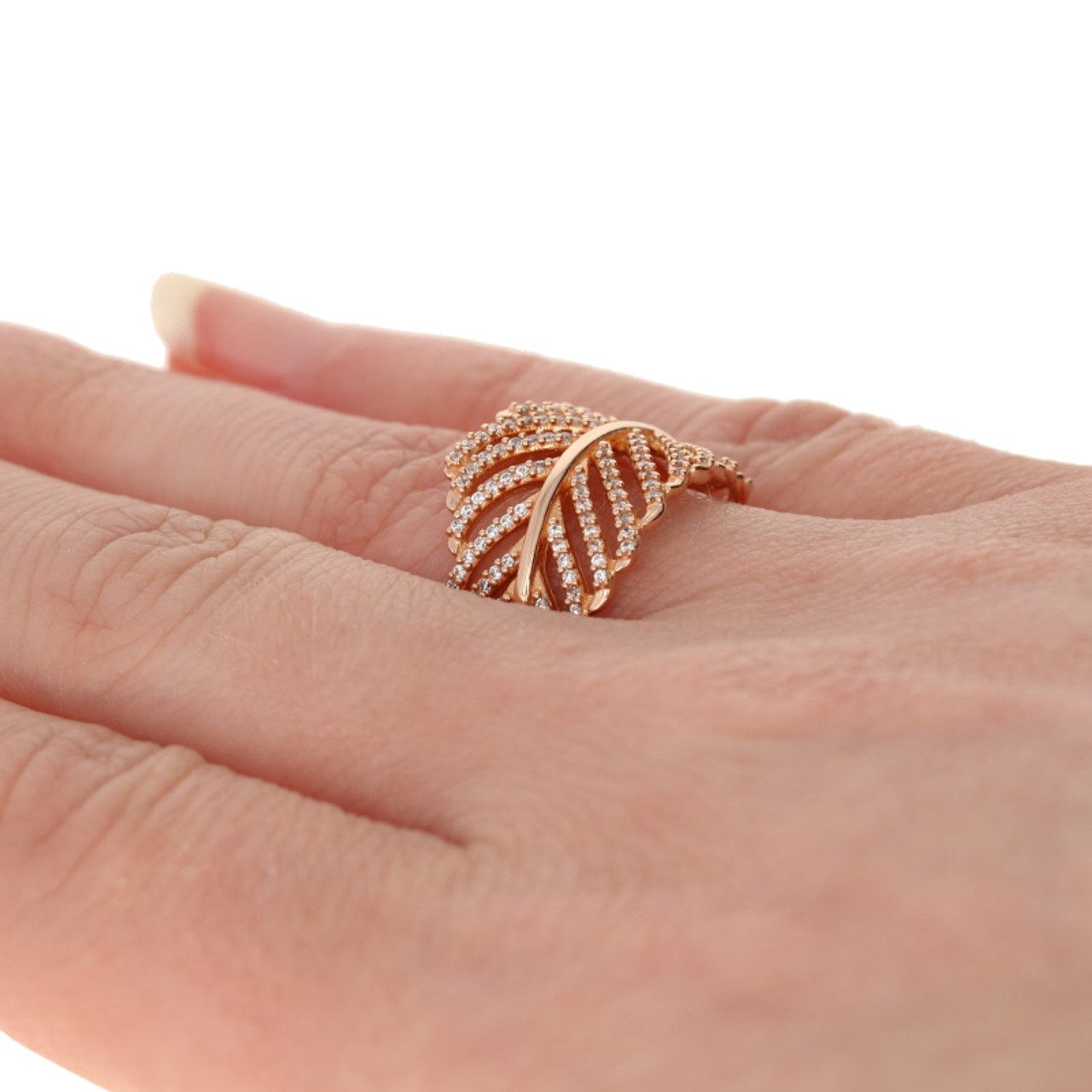 pandora light as a feather ring rose gold