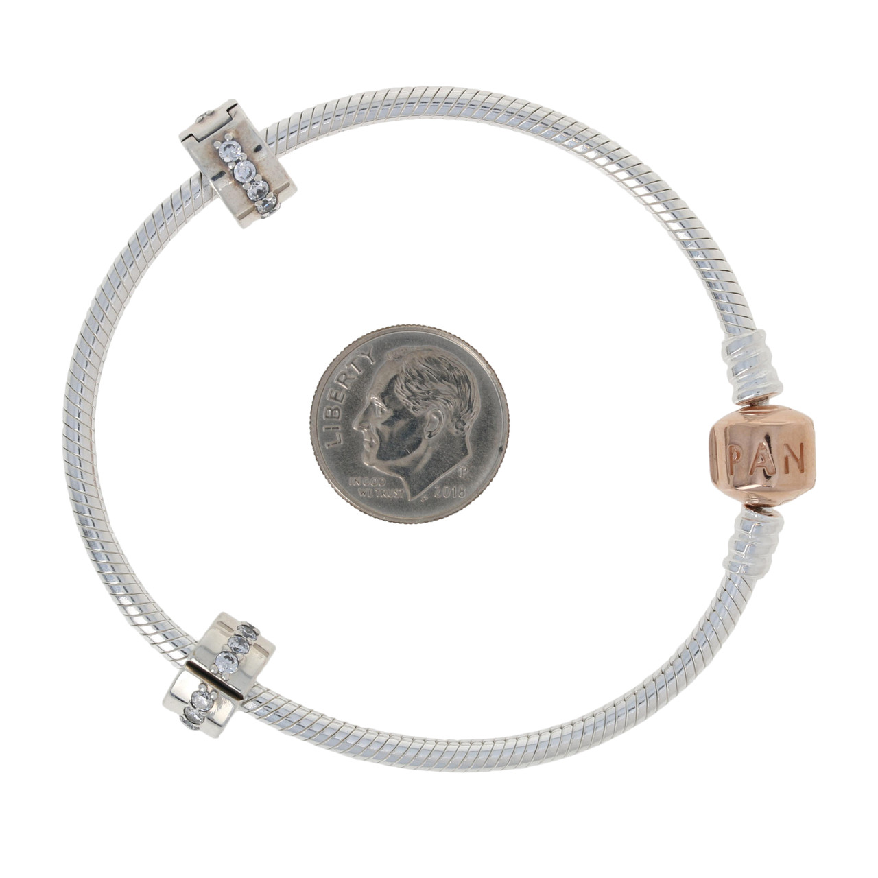 Sterling Silver) Pandora Bracelet: 2 Spacers, Rose Gold PANDORA