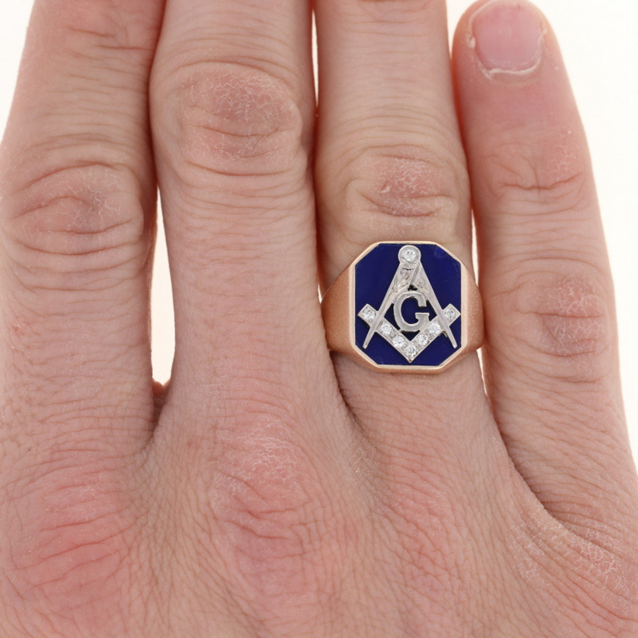 Vintage Masonic Ring With Diamond in 10K